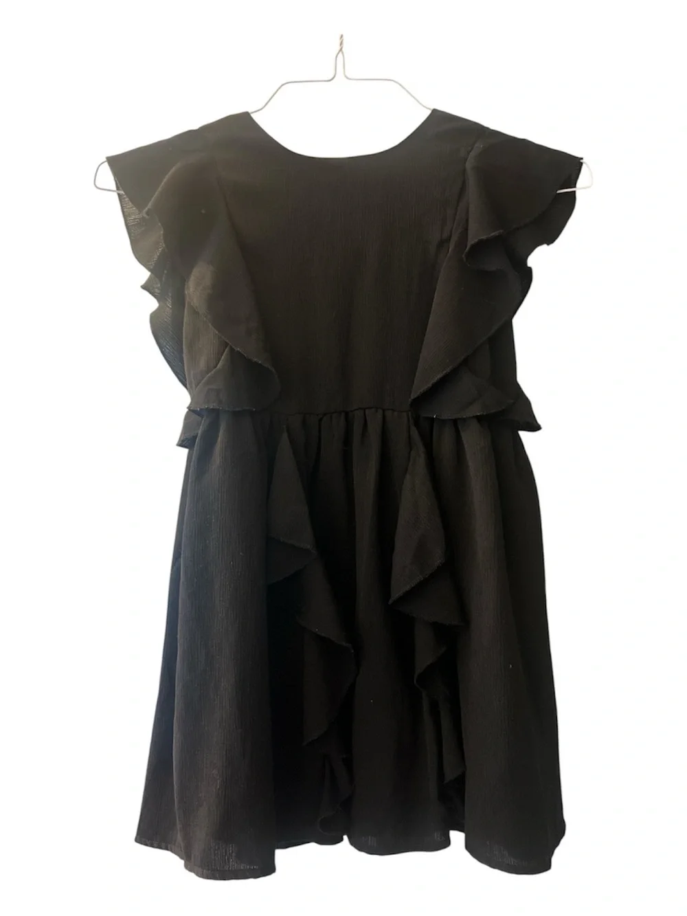 bcbg black ruffle dress Girls size 6x PART 2 of 2 Model Holly Size:12-18months Strapless tiered gown with